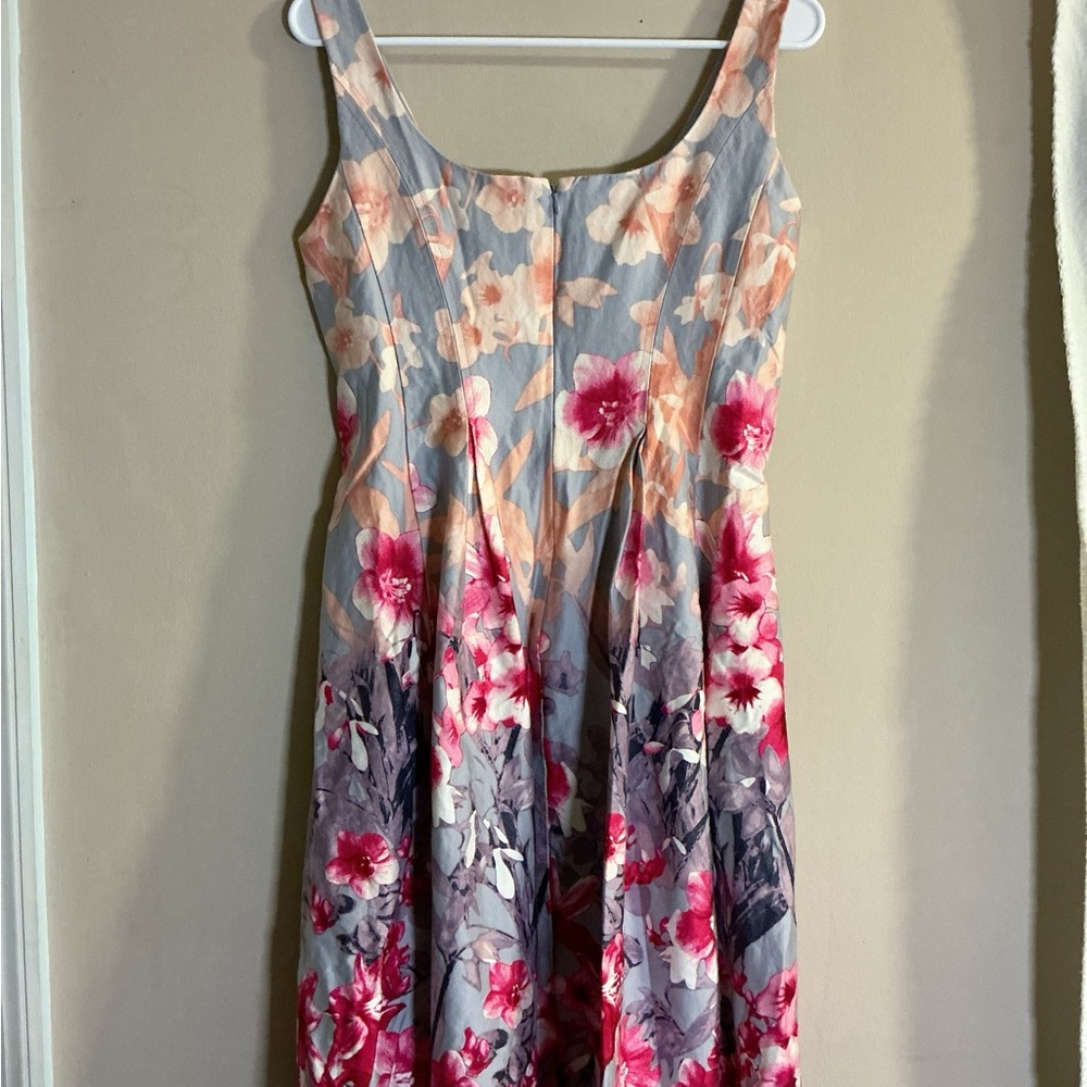 Nine West Pink and Gray Floral Midi Dress - Picture 5 of 10